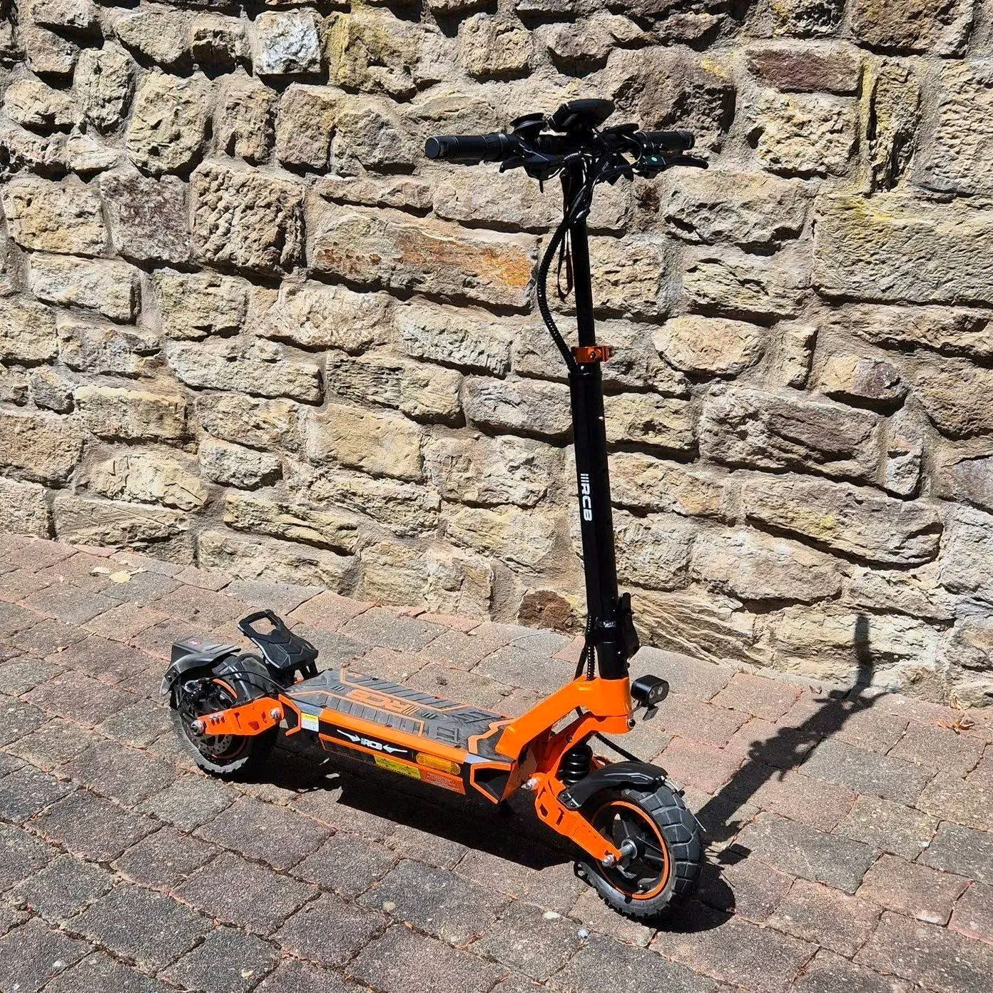 RCB All-Terrain Electric Scooter- Ready for Rough Roads Built to handle more than pavement. This RCB scooter features aggressive off-road tires, front and rear suspension
