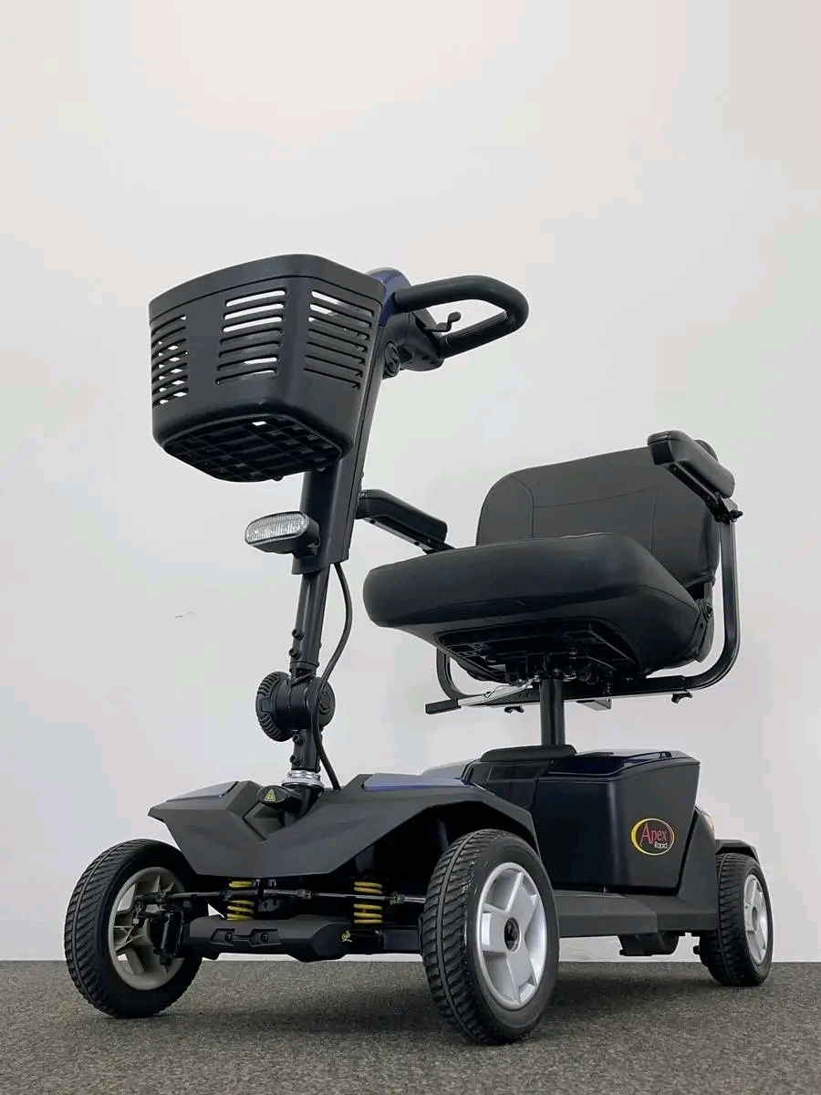 Pride Apex Rapid 4 The Pride Apex Rapid is Pride Mobility's newest edition of the portable scooter. Every aspect of the design has been considered