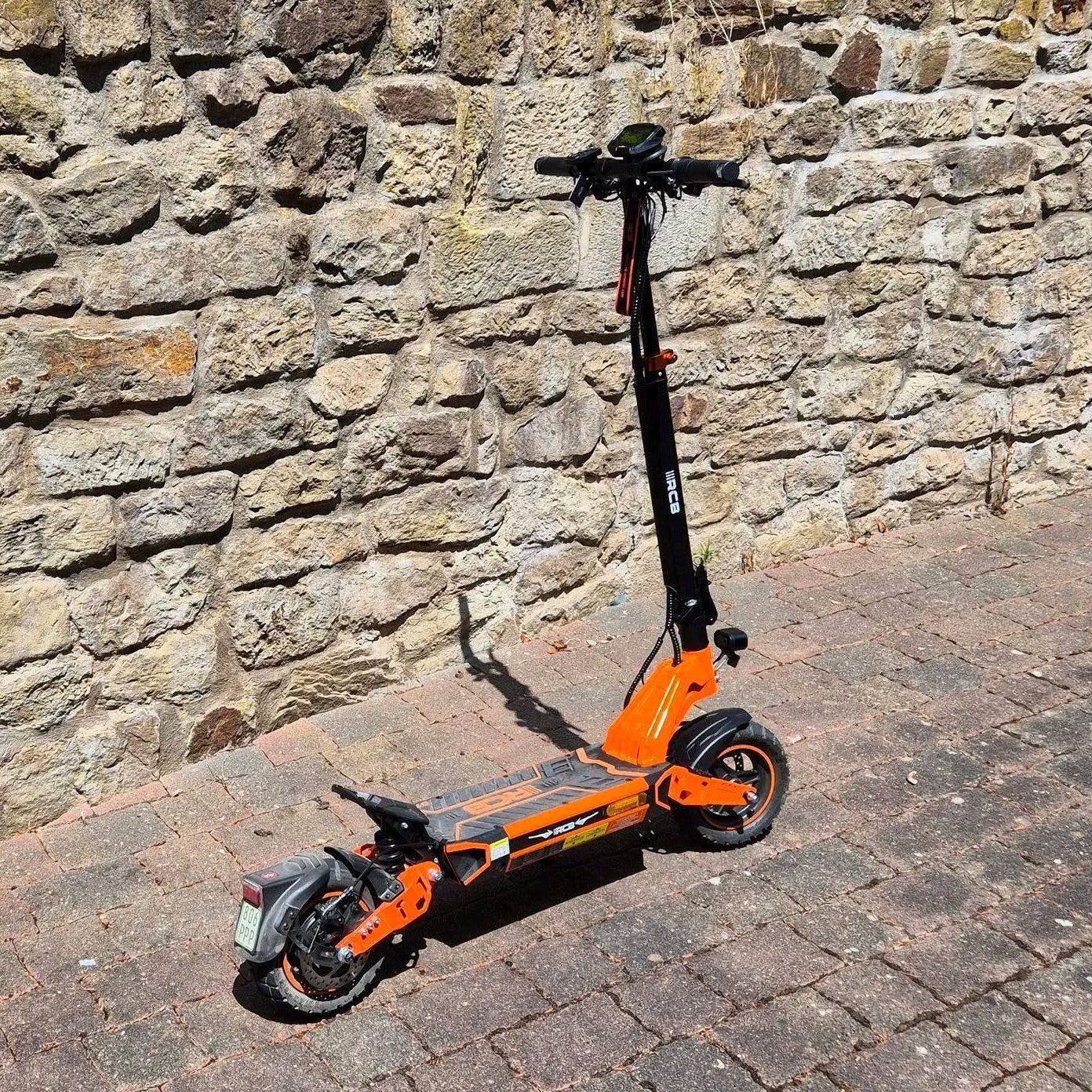 RCB All-Terrain Electric Scooter- Ready for Rough Roads Built to handle more than pavement. This RCB scooter features aggressive off-road tires, front and rear suspension